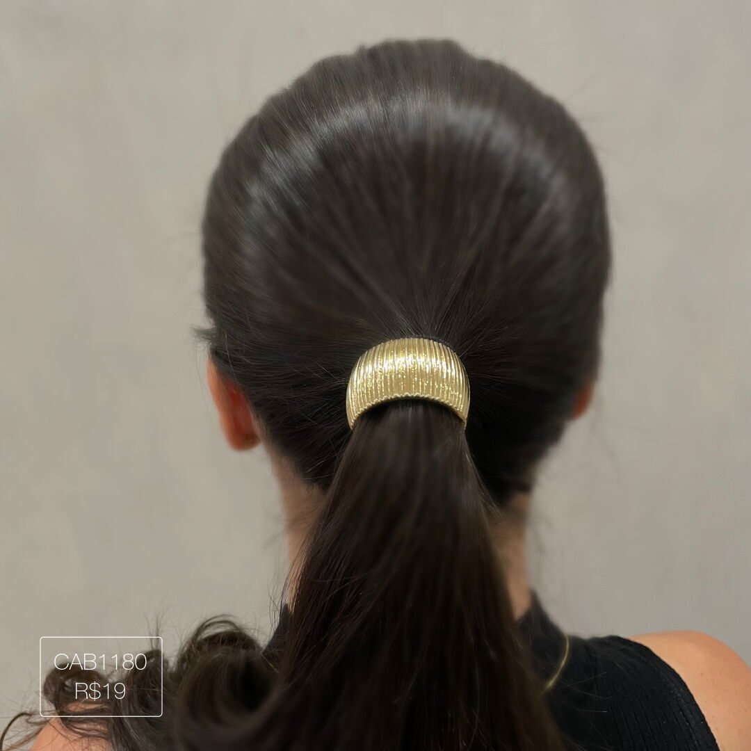 Pony Tail Listras Liso Dourado